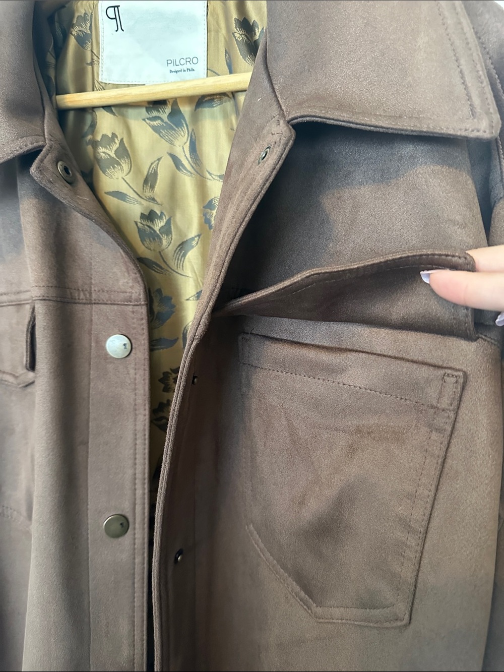 Pilcro Brown Suede-Look Utility Jacket - Picture 4 of 6